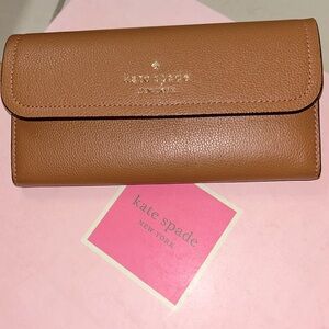 Kate Spade ♠️ Rosie Pebbled leather large flap wallet warm ginger